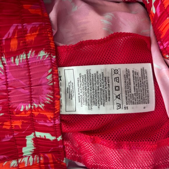 Adidas Originals x Farm Rio Track Shorts Women's Large Floral Pockets Red Orange - Picture 4 of 5